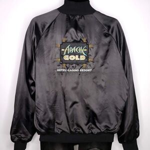 Apache Gold Hotel Casino Satin Bomber Jacket Vintage 80s Native American